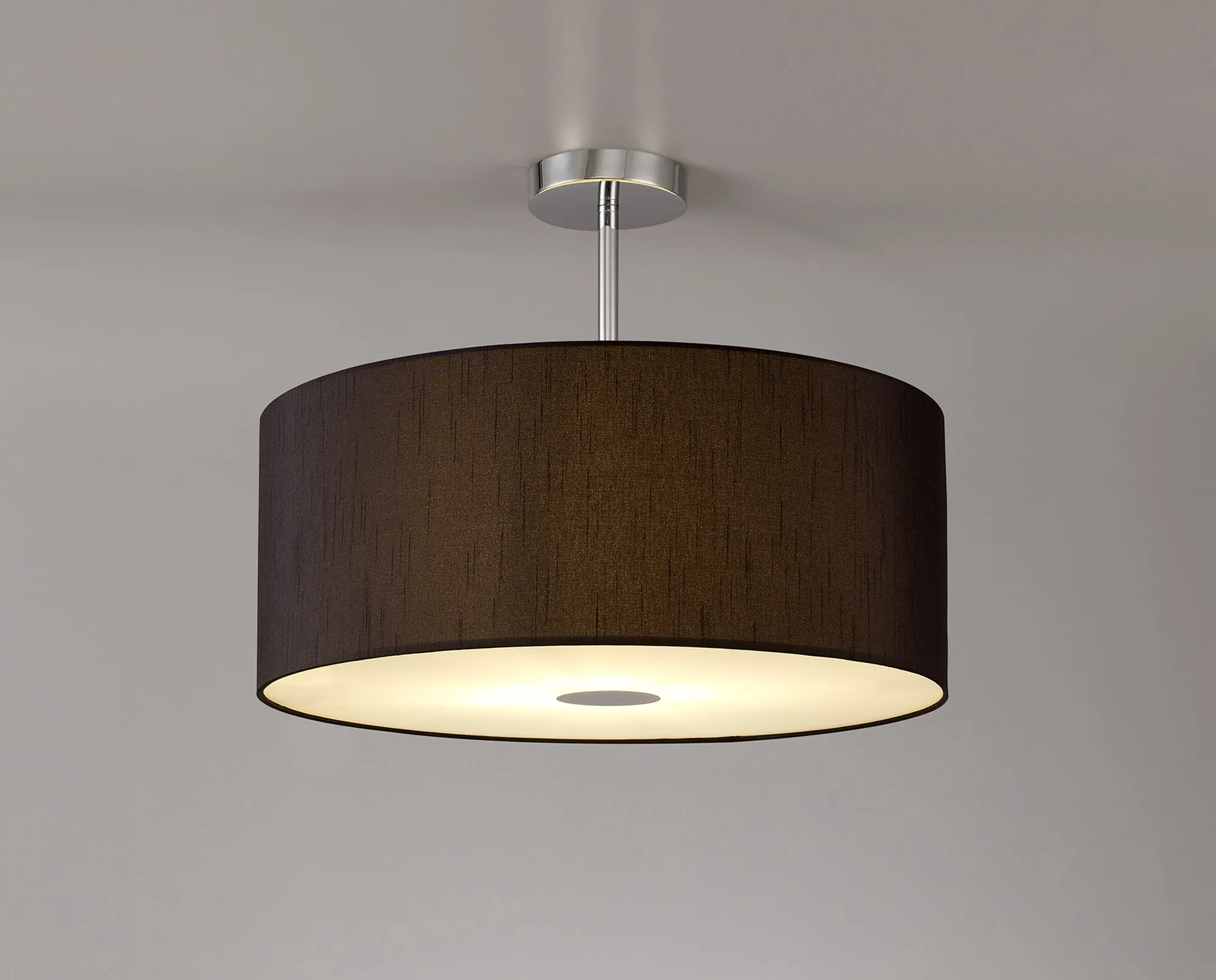 Baymont 50cm Semi Flush 1 Light Polished Chrome, Black, Frosted Diffuser DK0109  Deco Baymont CH BL